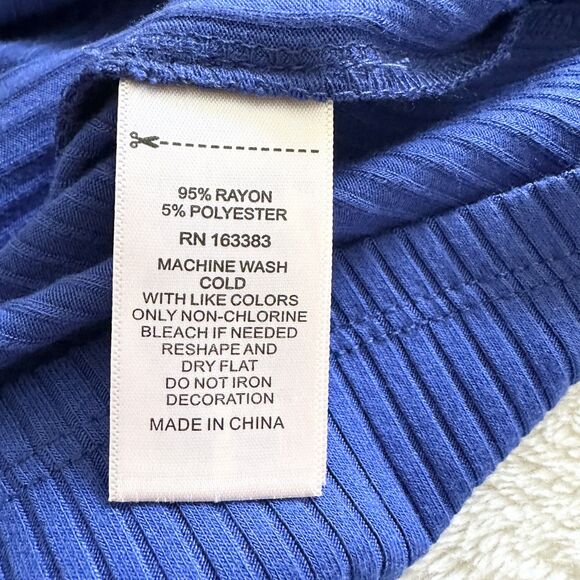 Rio & Rian Dress Size M Royal Blue Ribbed Collared Short Sleeves - Picture 7 of 9